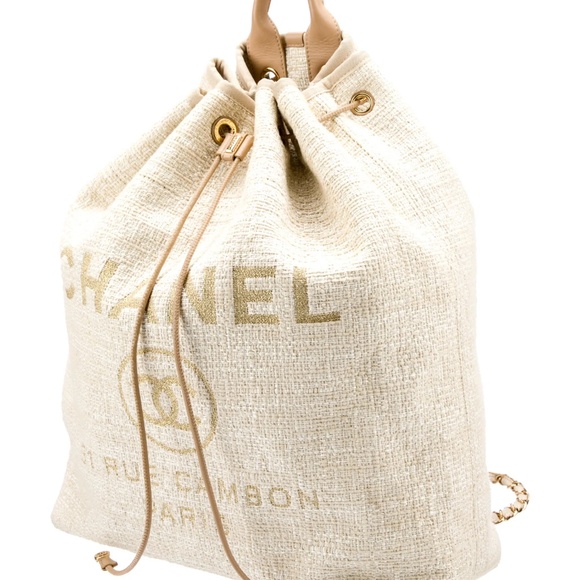 Chanel 31 Rue Cambon Paris Large Deauville Backpack in Ivory Gold - Picture 2 of 14